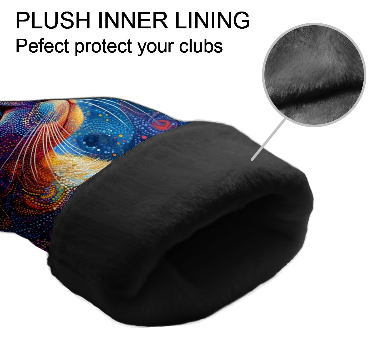 Golf Club Covers PU Leather Waterproof Head Covers for Fairway Woods Hybrids Sequin Cat Unisex Fits Most Brands
