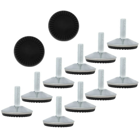 12pcsM10 x 30 x 50mm Screw on Furniture Glide Leveling Feet Adjustable Leveler Pad for Chair Industrial Machine Desk Leg