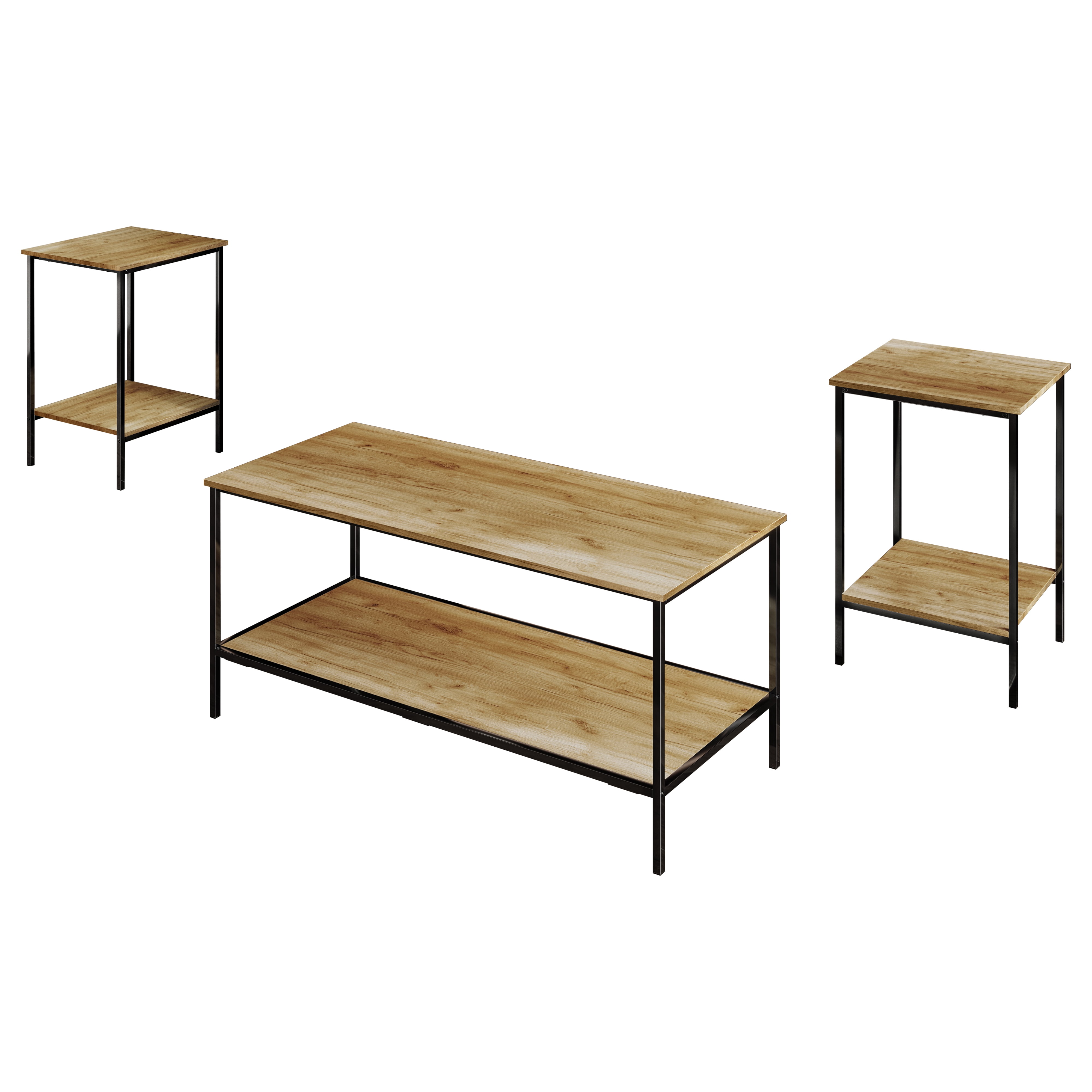 Castle Place Elegance 3- Pieces Coffee Table Set, Light Oak