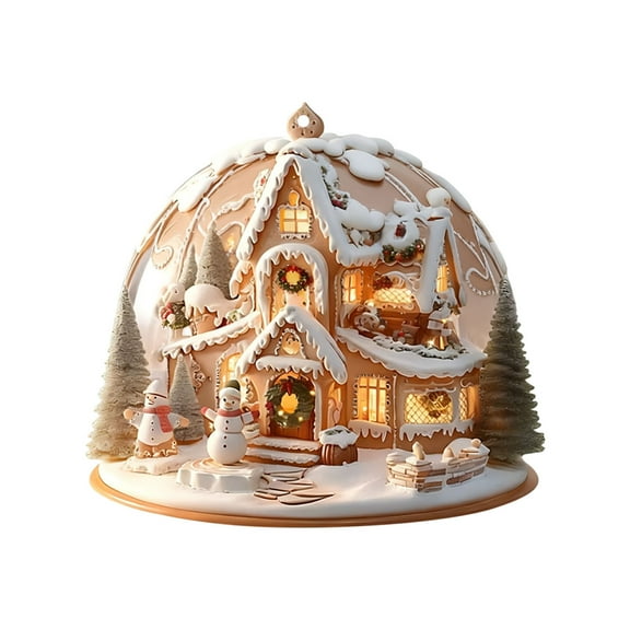 Beautynvta Snow House Christmas Tree Ornaments, 2D Acrylic Flat Snow House Hanging Ornaments, Exquisite House Pendant for Xmas Tree Holiday Party Decor