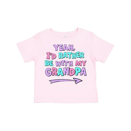 

Inktastic Yeah I d Rather Be with My Grandpa in Pink Blue and Purple Gift Toddler Boy or Toddler Girl T-Shirt