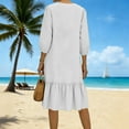 thumbnail image 6 of MELDVDIB Dresses for Women Linen V-Neck 3/4 Sleeve Summer Dress Fashion Casual Solid Color Loose Light Weight Midi Dress Outfits, 6 of 9