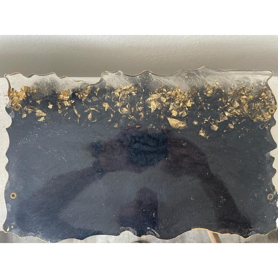 Rectangular Wavy Resin/Epoxy Serving Tray with Flakes Hand made