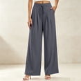 thumbnail image 2 of Plus Size Pants for Women Wide Leg High Waisted Casual Oversized Pants Women with Pockets S-3XL, 2 of 7