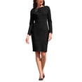thumbnail image 2 of INSPIRE CHIC Women's Work Pencil Dress Long Sleeve Asymmetrical Neck Bodycon Business Cocktail Dresses S Black, 2 of 5