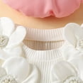 thumbnail image 6 of CAICJ98 Toddler Girl Outfits Fall Spring Dress Clothes Knit Ribbed Flower Sweatshirt Tops+Bow Fashion Skirts+Beret 3Pcs Set (Pink,18-24 Months), 6 of 7