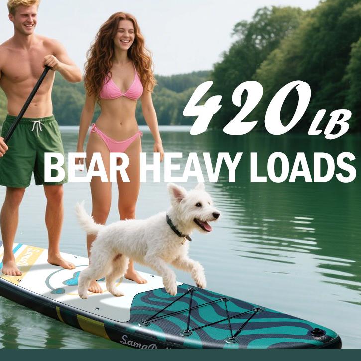 SamamDally 11' Inflatable Paddle Boards for Adults, 34'' Wide All-Around SUP Boards with Premium Accessories, Adjustable Paddle, Removable Fins, Hand Pump & Waterproof Bag (Forest Green)