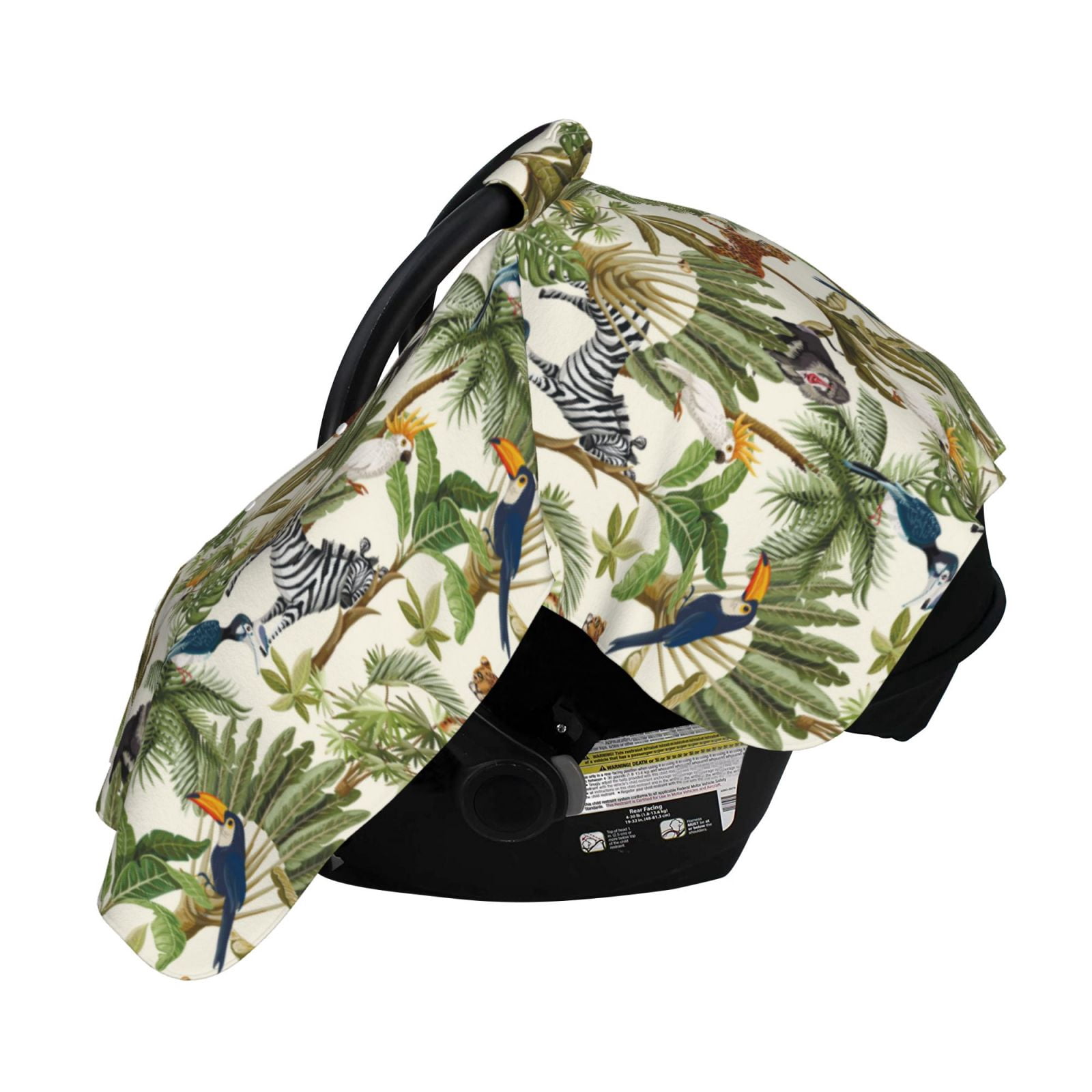 Naloa Jungle Animals Baby Car Seat Cover, Breathable Baby Carrier Cover, Multiuse Baby Carrier Cover & Nursing Breastfeeding Cover