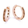 thumbnail image 2 of Paris Jewelry 18K Rose Gold Champagne Emerald Cut Hoop Earrings, 3 ct plated, 2 of 4