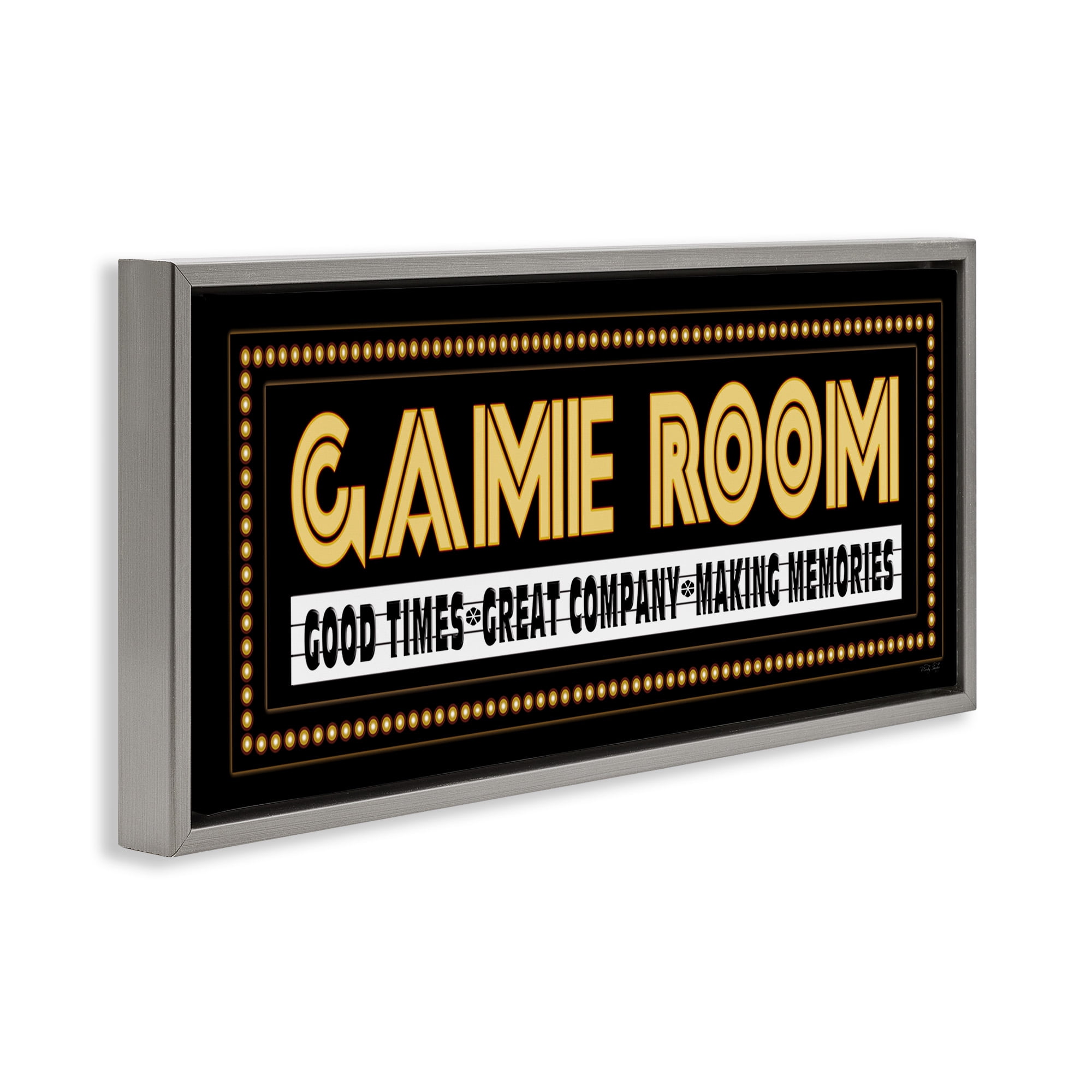Stupell Industries Vintage Arcade Game Room Art for Kids Painting Gray Floater Framed Canvas Art Print Wall Art, 31 x 14