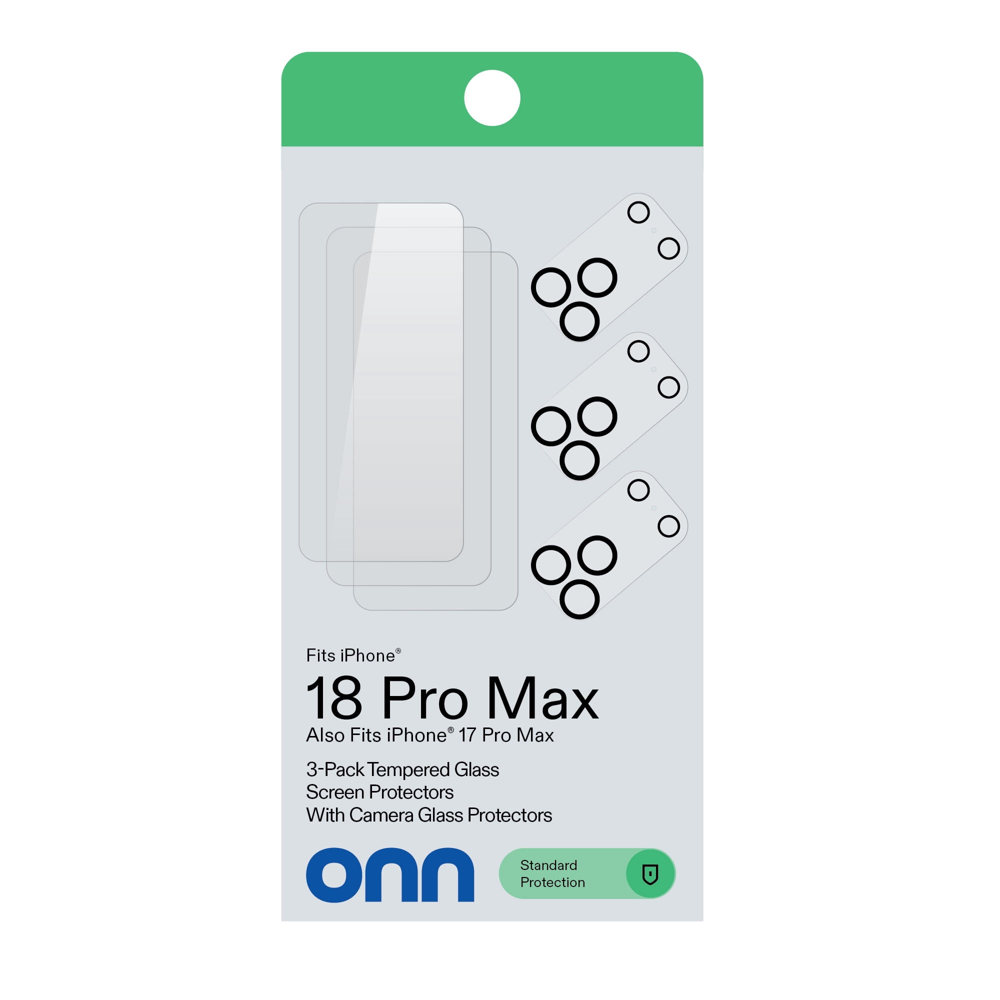 onn iPhone 18 Pro Max / 17 Pro Max Glass Screen Protector (3 Pack) and Camera Glass Screen Protector (3 Pack)