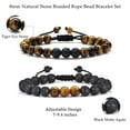 thumbnail image 6 of Turandoss Natural Tiger Eye Rope Bracelets for Men Layered Black Lava Rock Stone Chakra Adjustable Aromatherapy Essential Oil Diffuser Healing Jewelry Fathers Day Birthday Gifts for Men Boys, 6 of 10