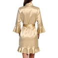 thumbnail image 3 of Deago Women's Satin Silky Robe Valentines Lingerie for Women Kimono Bathrobe Short Ruffle Belted Robes Bride Bridesmaids Sleepwear Dressing Gown (Champagne, S), 3 of 9