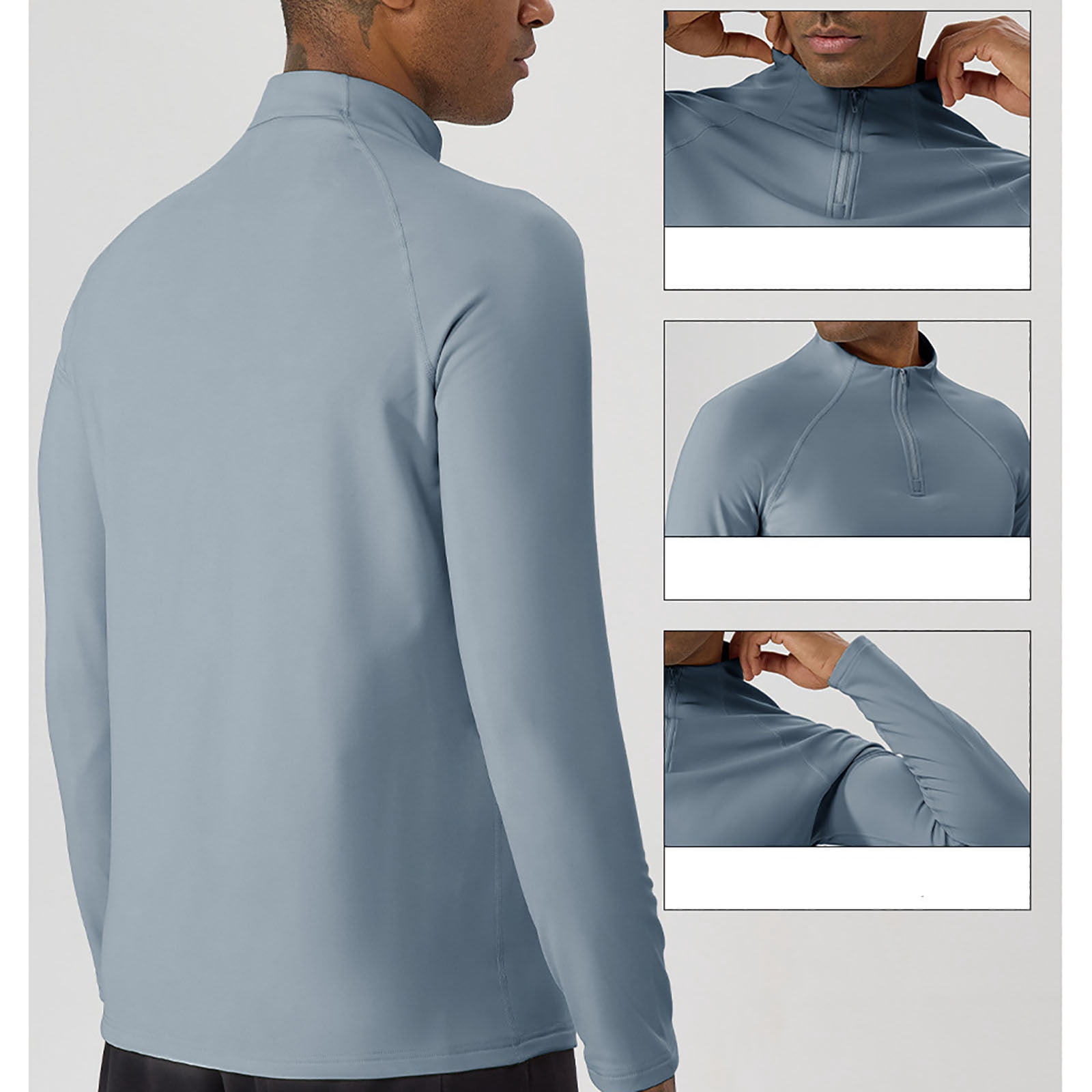 Paiwinds Men's Sports Performance Top, Moisture-Wicking Polyester/Spandex, Round Neck Long Sleeve Fitness Shirt in Beige