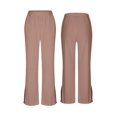 thumbnail image 3 of Women'S 2 Pcs Set Casual Long Sleeve Knit Pullover Top and Wide Leg Pants Sweatsuit Lounge Sets Caramel Color M, 3 of 10