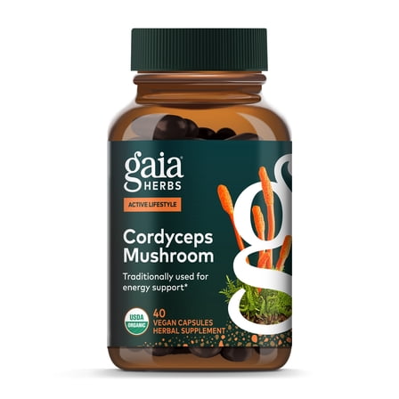 Gaia Herbs Cordyceps Mushroom - Traditionally Used to Support Sustaining Energy & Endurance* - One Daily with Organic Cordyceps Mushroom - 40 Vegan Liquid Phyto-Capsules (40 Servings)