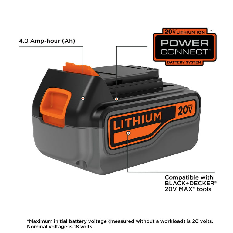 Black + Decker 20v Lithium 4 Ah Battery, Batteries & Recharging Stations, Patio, Garden & Garage