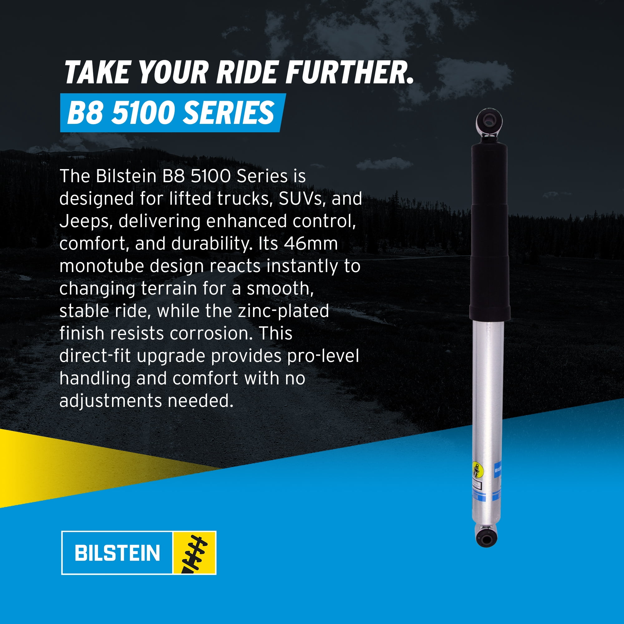 Bilstein Pair of Rear B8 5100 Series Shocks Compatible with 2011-2025 Silverado/Sierra 2500/3500 HD with 0-1" Rear Lift