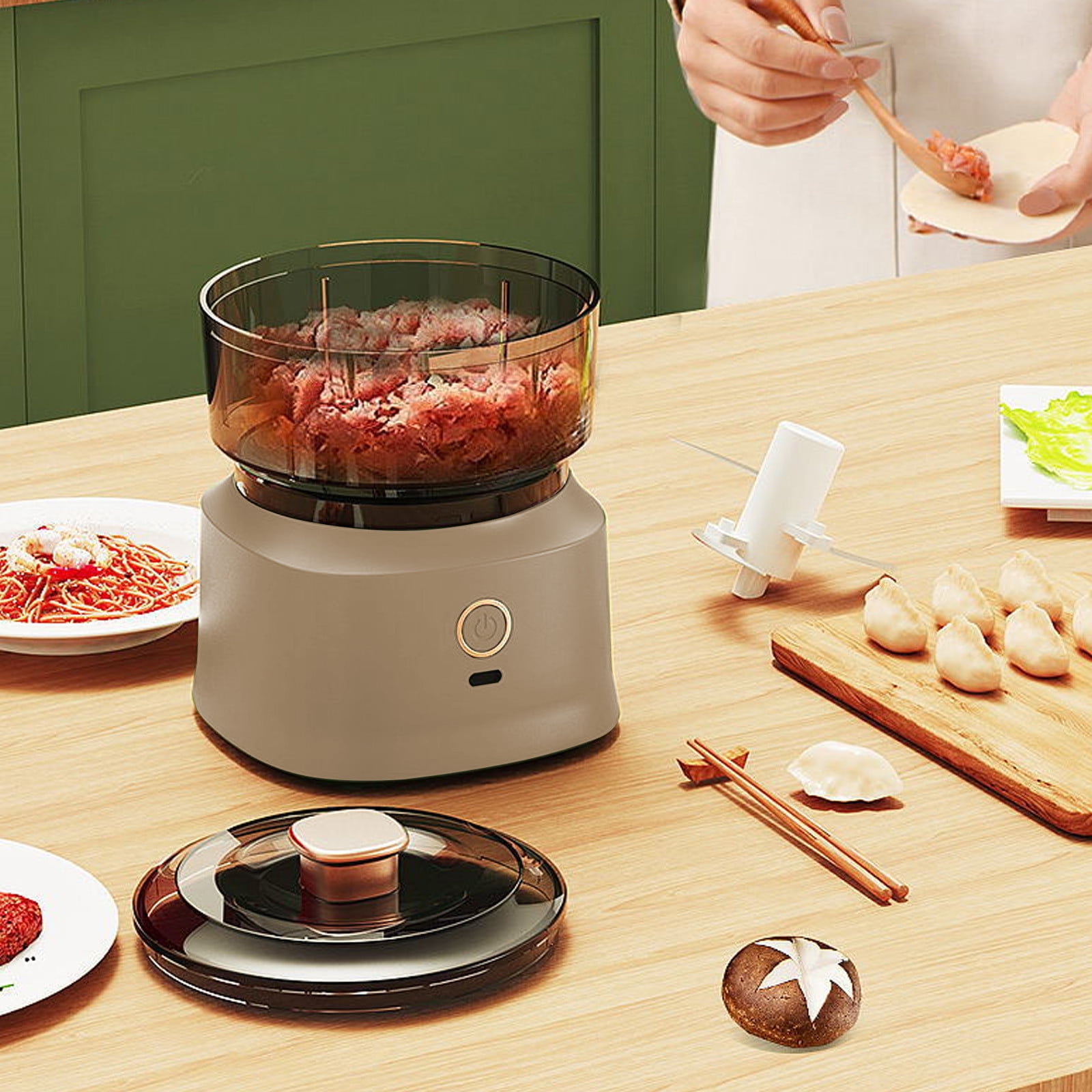 Lksixu Electric Garlic Chopper, Portable Mini Food Processor, Wireless Vegetable Masher With USB Charging, Garlic Masher Mincer For Onions Meat Spices 350ML ( 4.02x4.02x5.31in )