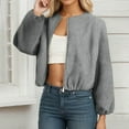 thumbnail image 4 of Cropped Jacket for Women 2025 Long Sleeve Lightweight Crewneck Zip Up Casual Jackets with Pockets Outerwear, 4 of 8