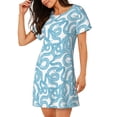 thumbnail image 2 of Fotbe Blue Snake Pattern Women's Cotton Nightgown Sleepwear Short Sleeves Shirt Casual Print Sleepdress, 2 of 6