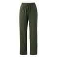 thumbnail image 3 of Ramiter Wide Leg Sweatpants Women Women's Elegant High Waisted Split Hem Long Pants Straight Leg Zipper Fly Work Office Trousers Green,2XL, 3 of 3
