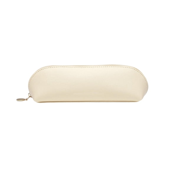 Btomtd PU Leather Pencil Pouch, Large Capacity Pencil Case for Students, Waterproof Cosmetic Brush Organizer, White