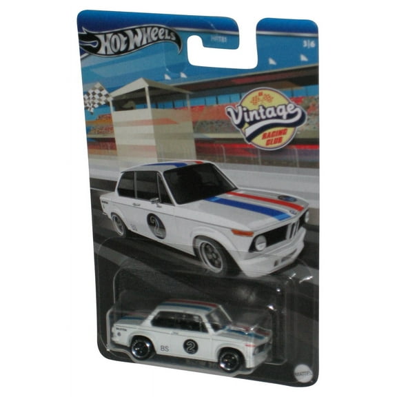 Hot Wheels Vintage Race Club (2023) White BMW 2002 Toy Car 3/6
