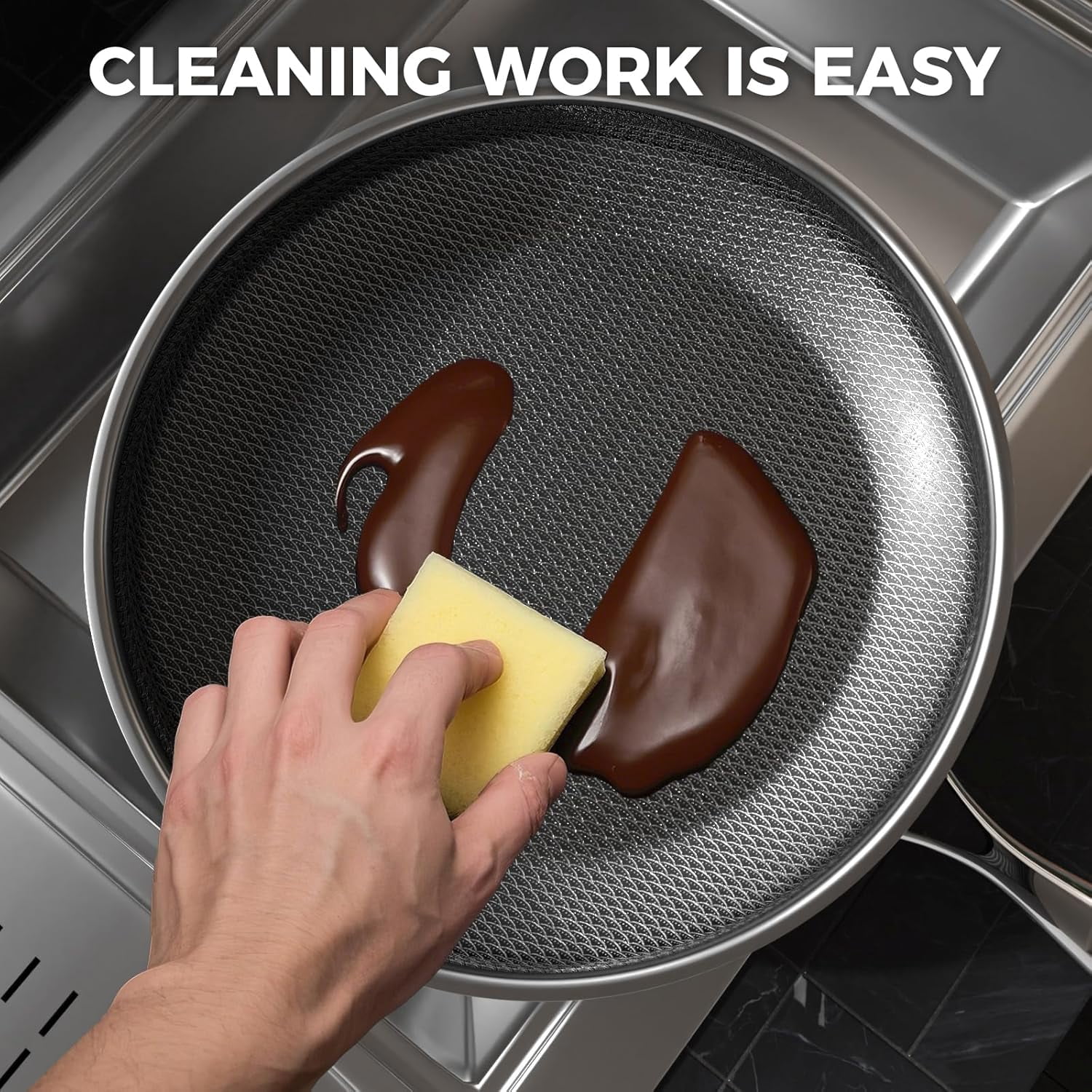 Non Stick Frying Pans, Hybrid Nonstick 9.5 Inch Pan, Stay-Cool Handle, Dishwasher-Friendly, Oven-Safe, Works on Ceramic and Gas Cooktops