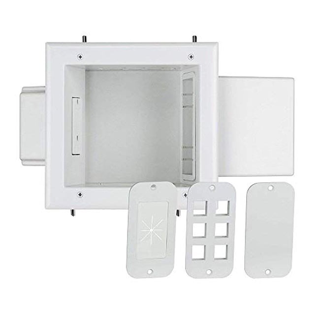 DATA COMM Electronics 45-0061-WH Recessed AV/HDMI Cable with Expandable Media Box and Duplex Surge Receptacle, White