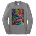 thumbnail image 3 of Colorful Cat Portrait | Cat Lover Owner | Dean Russo Art Animal Lover Mens Long Sleeve Shirt, Heather Grey, L, 3 of 5
