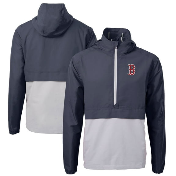 Men's Cutter & Buck Navy/Gray Boston Red Sox Charter Eco Recycled Half-Zip Anorak Jacket