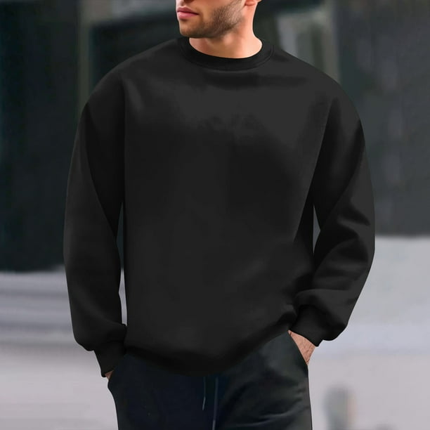 pstuiky hombres de manga larga, Sudadera básica de cuello redondo y manga larga informal de color liso para hombre. Camiseta/camiseta de cuello redondo y manga larga. camisetas de hombre xl