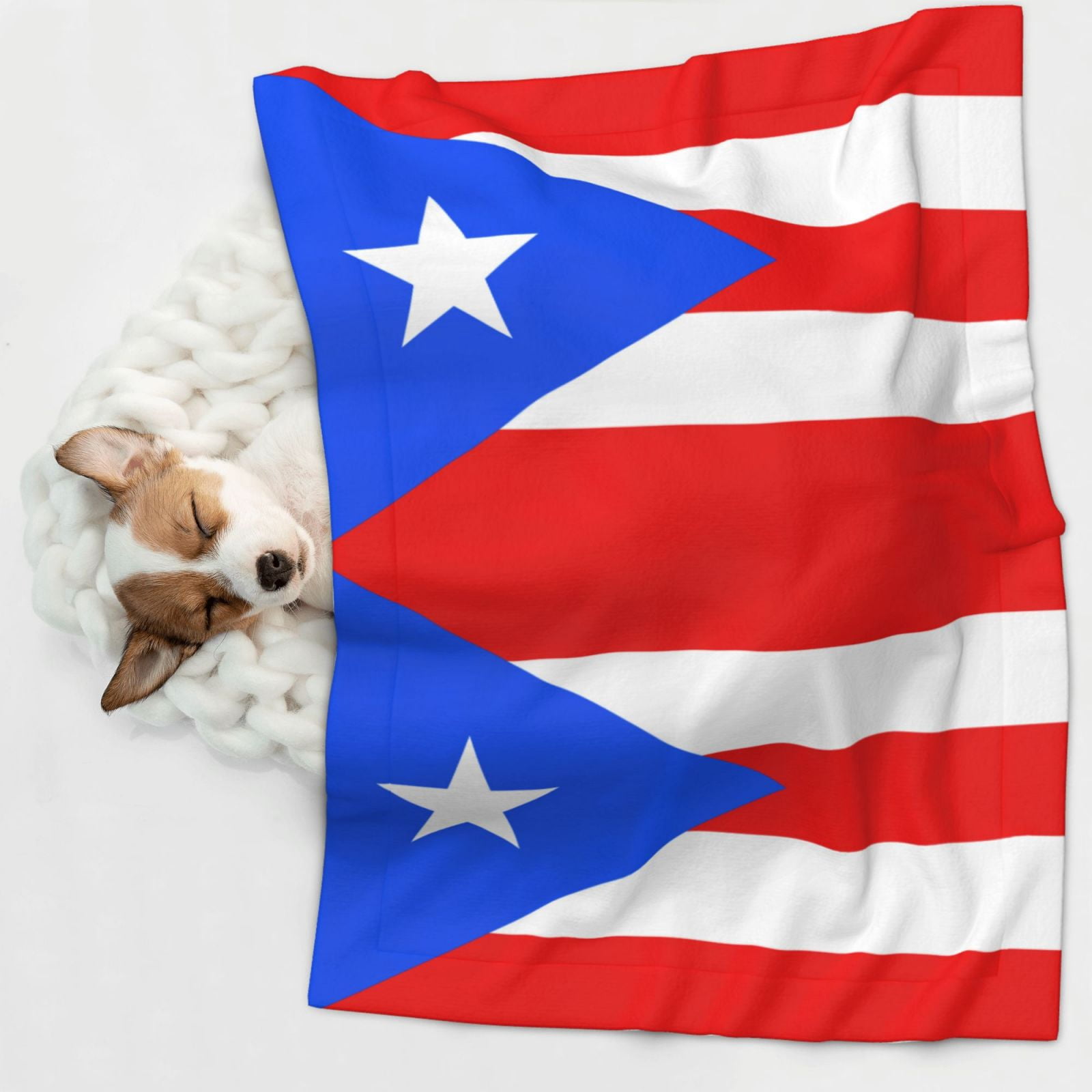 Flannel Throw Dog Blanket Pr Puerto Rico-Flag Soft Warm Print Pet Blankets for Small Dog Cat Puppy