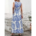 thumbnail image 2 of Sage Green Sleeveless Tie Waist A-Line Maxi Dress For Women, 2 of 7
