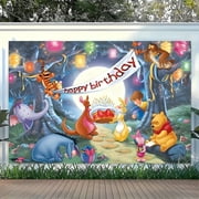 Winnie the Pooh cartoon banner, "Happy Birthday" tapestry, polyester photography, festival party decoration, background logo, background cloth, a favorite for birthday parties