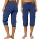 thumbnail image 1 of WILLBEST Pantalones Casuales elegantes para Mujer, Capris Cargo de Cintura Alta con Cordón Ajustable para Un Uso Diario Cómodo con Bolsillos Versátiles y Diseño Elástico. Mediana, 1 of 4