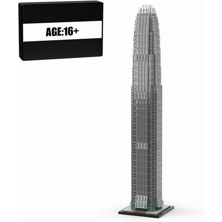 MOC-153369  Two International Finance Centre Modular Building Blocks Set Hong Kong Skyscraper MOC Bricks Toys 1:800 2044pcs