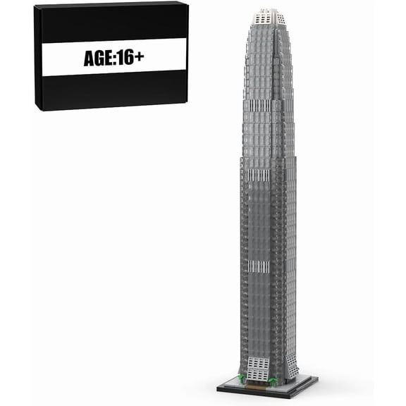 MOC-153369 Two International Finance Centre Modular Building Blocks Set Hong Kong Skyscraper MOC Bricks Toys 1:800 2044pcs