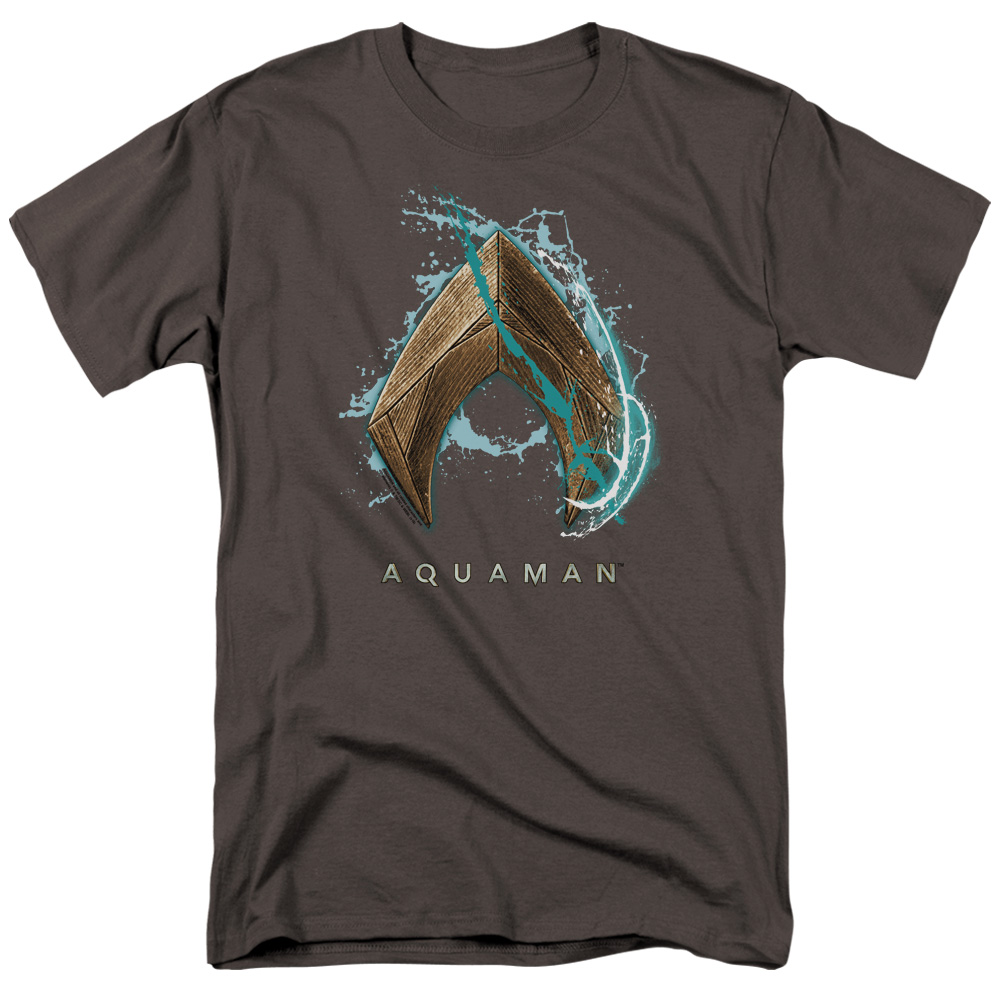 Aquaman Movie Water Shield S/S Adult 18/1 T-Shirt Charcoal