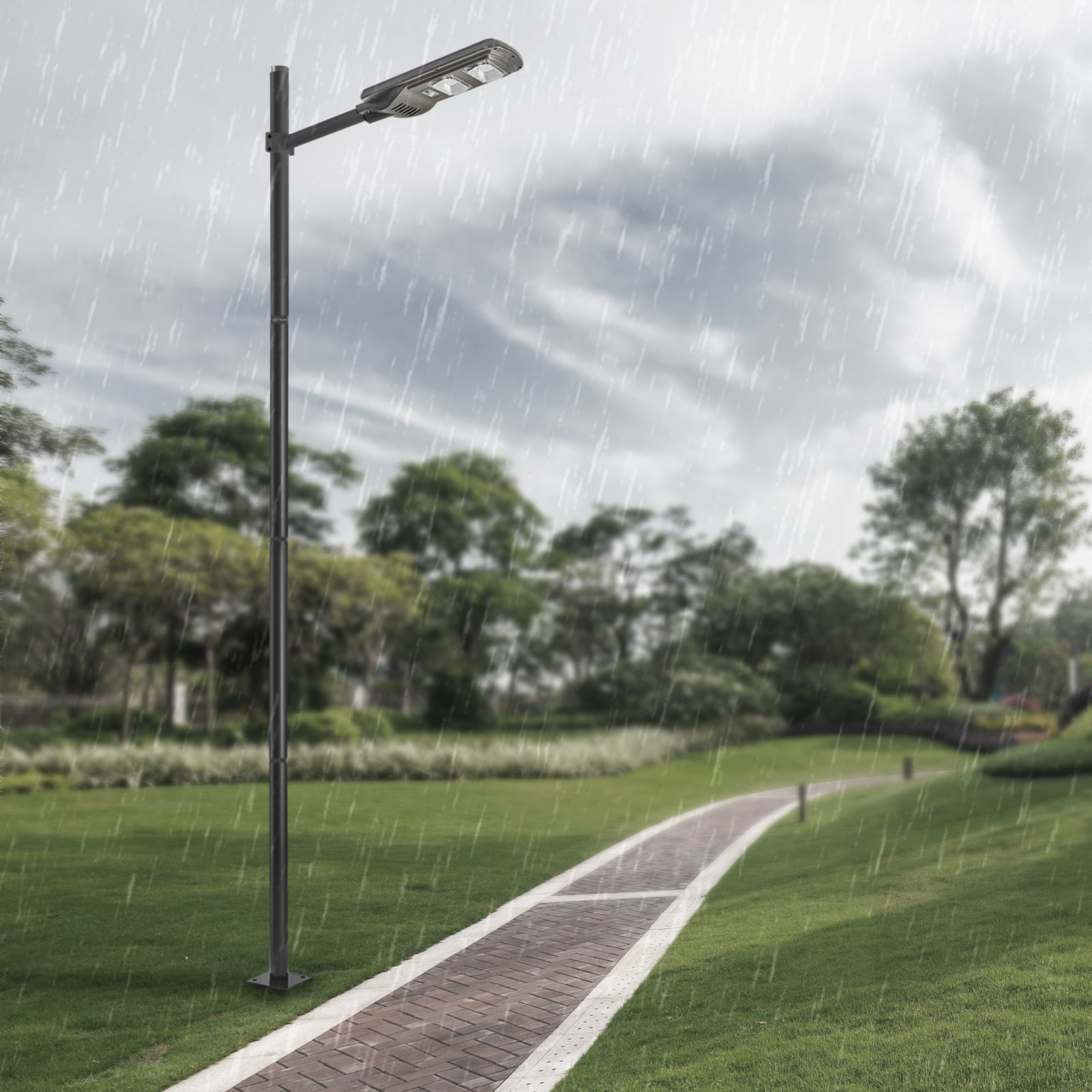 Miumaeov 13ft Street Light Pole Outdoor Street Courtyard Parking Lot Lighting Post with Ground Cage Black