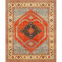 Pasargad Home Serapi 145" x 181" Hand-Knotted Lamb's Wool Area Rug in Rust/Ivory