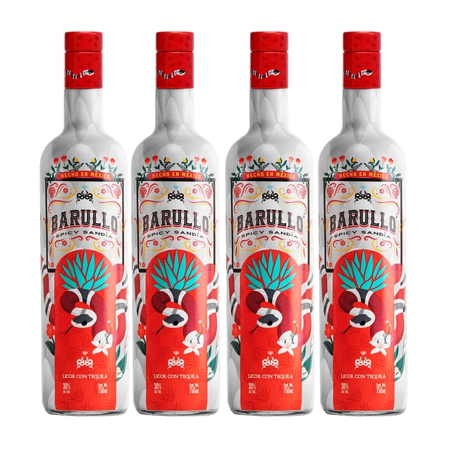 Four Pack Licor con Tequila Barullo Spicy Sandía 750 Ml Barullo Licor con Tequila