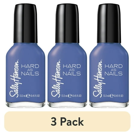 (3 pack) Sally Hansen Hard as Nails Nail Polish, Impenetra-blue 0.45 fl oz, No Chipping or Splitting