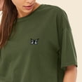 thumbnail image 5 of Dalix Butterfly Embroidered Cotton Relaxed Fit Flowy Short Sleeve Crewneck Tee Shirt Womens in Military Green XL X-Large, 5 of 5