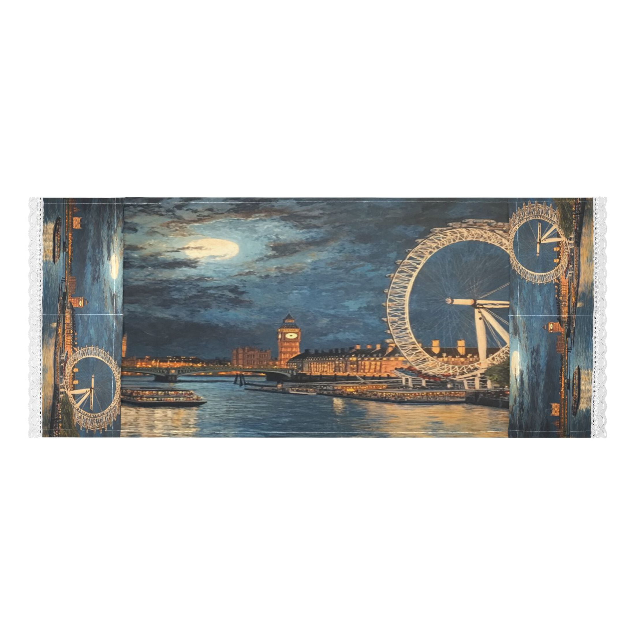 London Eye at NightWasher and Dryer Covers Dust-Proof and Oil Resistant Fridge Cover with 4 Storage Pockets Washing Machine Top Cover for Laundry Kitchen Home 51.2 x 22 In