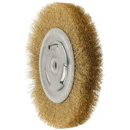 

Value Collection 6 OD 5/8 Arbor Hole Crimped Brass Wheel Brush 1 Face Width 1-1/8 Trim Length 0.008 Filament Diam 6 000 RPM