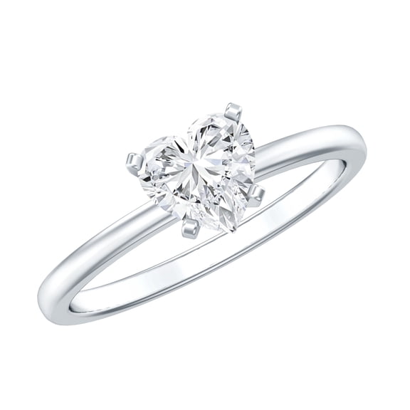 Rosec Jewels Certified Moissanite Heart Shaped Promise Ring - 7 mm Moissanite Solitaire Ring - D-VS1 Quality - with Jewelry Box, 925 Sterling Silver, US 4.00
