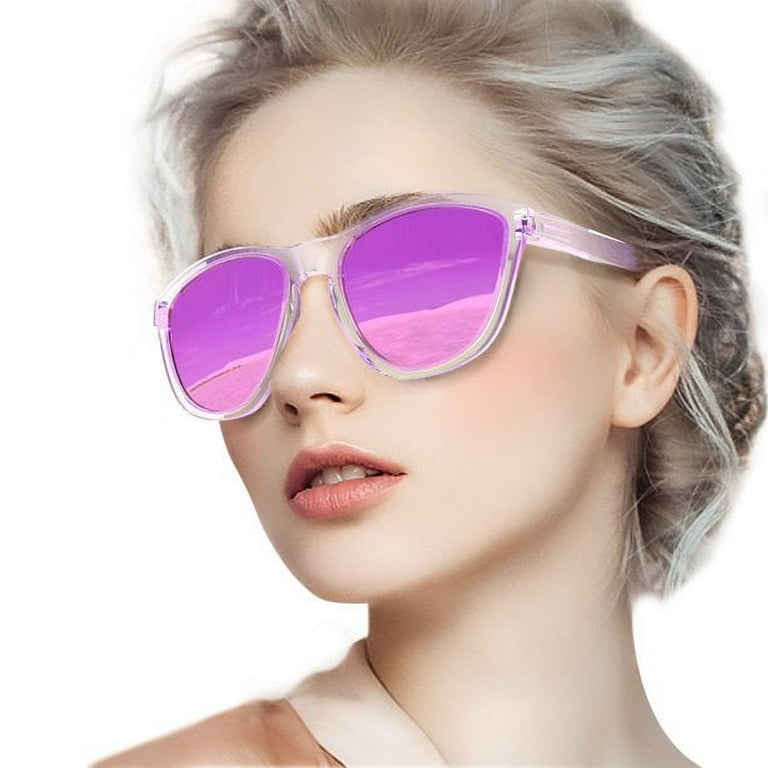 Vintage Pink Mirror Square Sunglasses Women Classic Luxury Brand