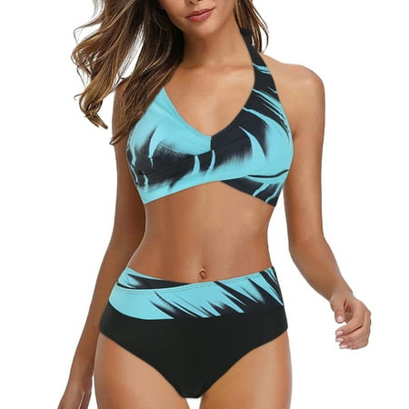 

MPWEGNP Women Cross Sport Bra Flower Printed Beach Beachwear Swim Tankini Bandeau Bandage Bikini Set Push Up Swimwear Bathing Suit Two Pieces Bikini Set Swimsuits